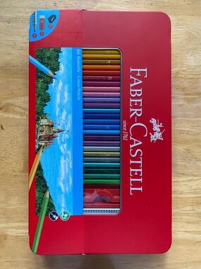 Faber-Castell Red Tin 60 Colour Pencils - Professional Drawing Set